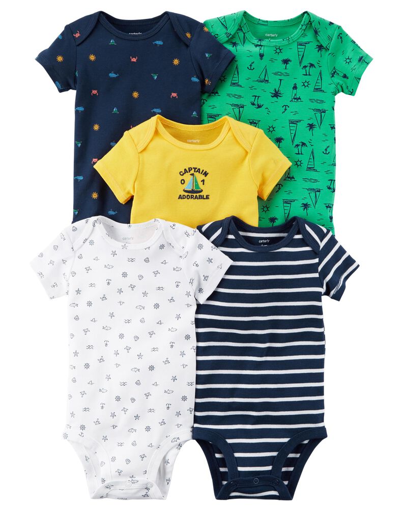 Preemie Baby Boys 5 Piece Carter/'s Bodysuits Captain Adorable Nautical Set New